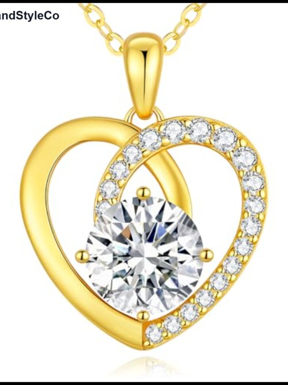Sterling Silver Moissanite Heart Pendant Necklace 2ct